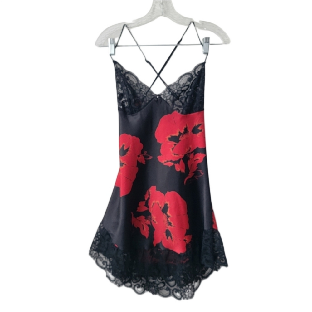 Shirley of Hollywood Y2K Black Cami Babydoll Whimsigoth Slip Lace Design